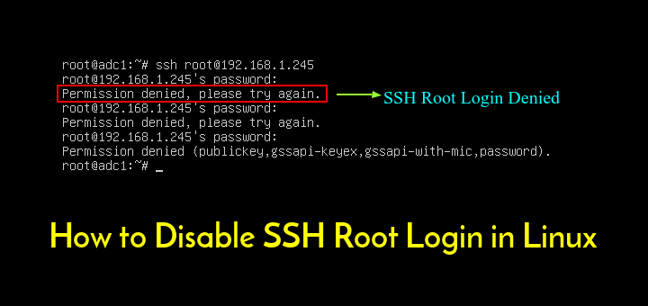 disable ssh root login in linux