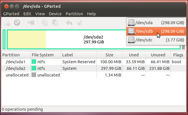 resize partition in ubuntu using gparted