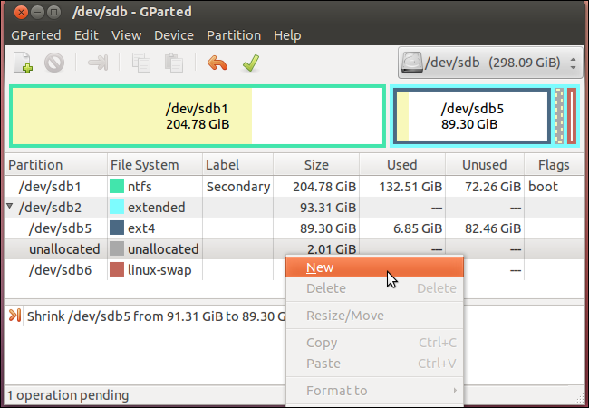 create new partition in ubuntu