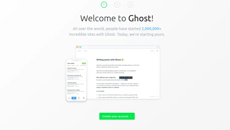 ghost admin interface