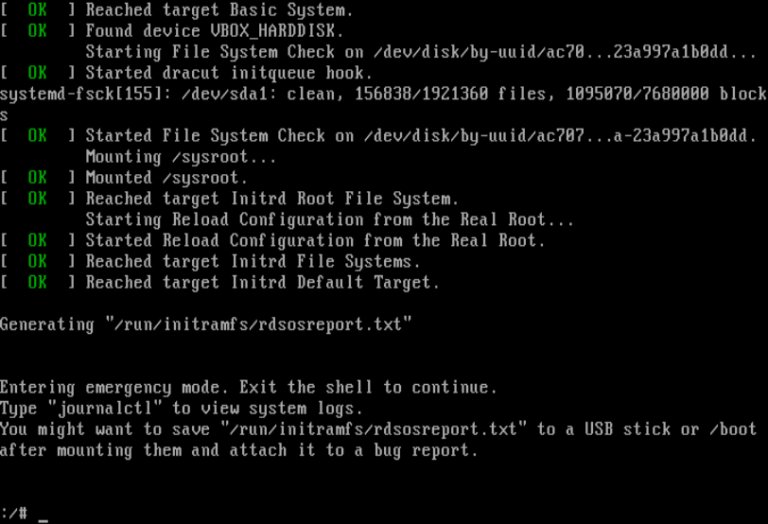 Emergency mode centos 7 исправить