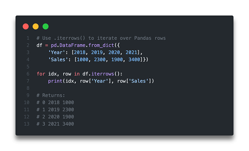 iterate over pandas dataframe rows